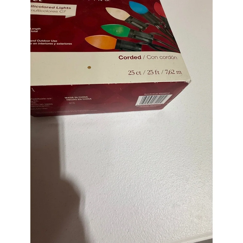Holiday Living 25 ct C7 Multicolored Christmas Lights Indoor Outdoor 25ft